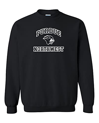Purdue Northwest Stacked One Color Crewneck Sweatshirt - Black