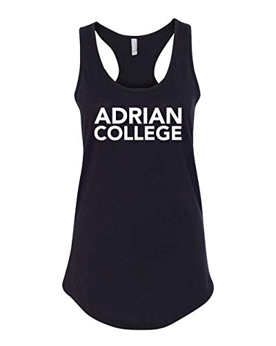 Adrian College Stacked 1 Color White Text Tank Top - Black