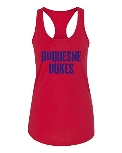 Duquesne Dukes Ladies Racer Tank Top - Red