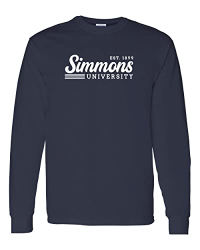 Vintage Simmons University Long Sleeve Shirt - Navy
