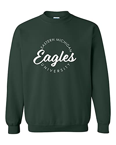Eastern Michigan University Circular 1 Color Crewneck Sweatshirt - Forest Green