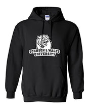 Load image into Gallery viewer, Johnson &amp; Wales University 1 Color Stacked Hooded Sweatshirt - Black
