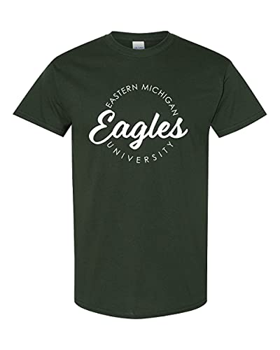 Eastern Michigan University Circular 1 Color T-Shirt - Forest Green