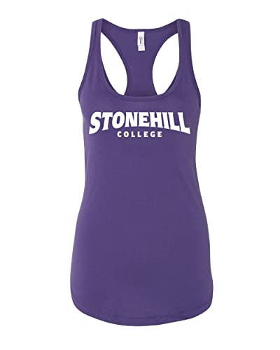 Stonehill College Block Letters Ladies Tank Top - Purple Rush