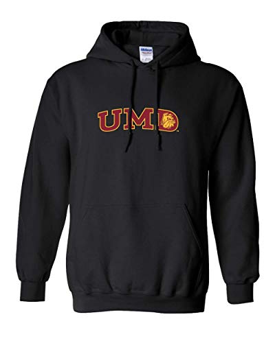 Minnesota Duluth UMD Two Color Hooded Sweatshirt Duluth Bulldogs Logo Apparel Mens/Womens Hoodie - Black