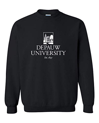 DePauw Full Logo White Ink Crewneck Sweatshirt - Black