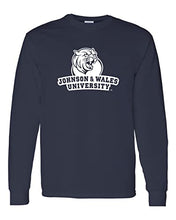 Load image into Gallery viewer, Johnson &amp; Wales University 1 Color Stacked Long Sleeve Shirt - Navy
