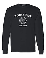 Load image into Gallery viewer, Winona State Vintage Est 1858 Long Sleeve T-Shirt - Black
