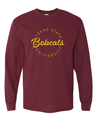 Texas State University Circular 1 Color Long Sleeve T-Shirt - Maroon