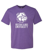 Load image into Gallery viewer, Western Illinois Leatherneck Mascot Soft Exclusive T-Shirt - Purple Rush
