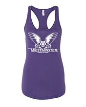 Load image into Gallery viewer, Westminster Griffins 1 Color Ladies Racer Tank Top - Purple Rush
