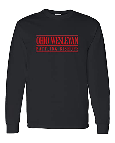 Ohio Wesleyan Battling Bishops Text Only Long Sleeve Shirt - Black