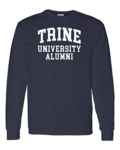 Trine University Alumni White Text Long Sleeve - Navy