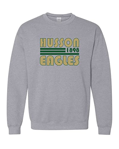 Husson University Retro Crewneck Sweatshirt - Sport Grey