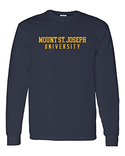 Mount St Joseph Flashes Text One Color Long Sleeve Shirt - Navy