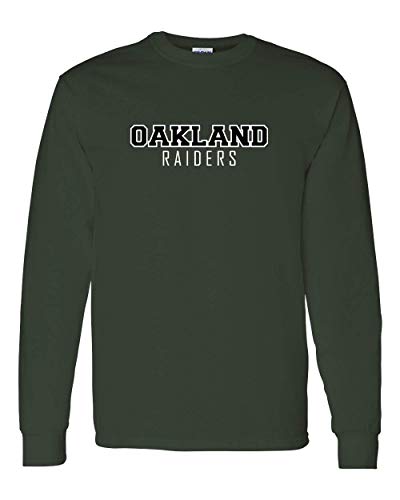 Oakland Community College Block Text Two Color Long Sleeve - Forest Green