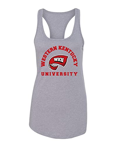 Western Kentucky Arched with Logo Ladies Tank Top - Heather Grey
