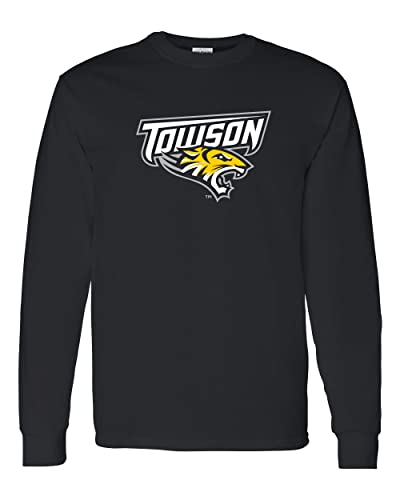 Towson University Tigers Logo Black Long Sleeve T-Shirt - Black