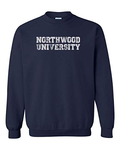 Northwood University Block Distressed Crewneck Sweatshirt - Navy