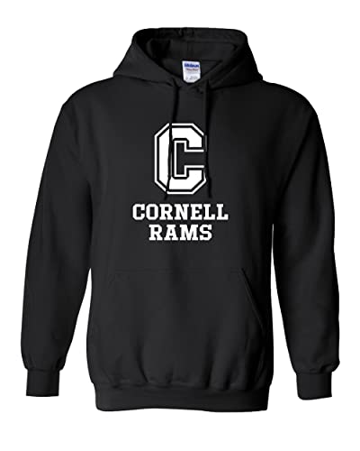 Cornell College Mascot 1 Color Hooded Sweatshirt - Black