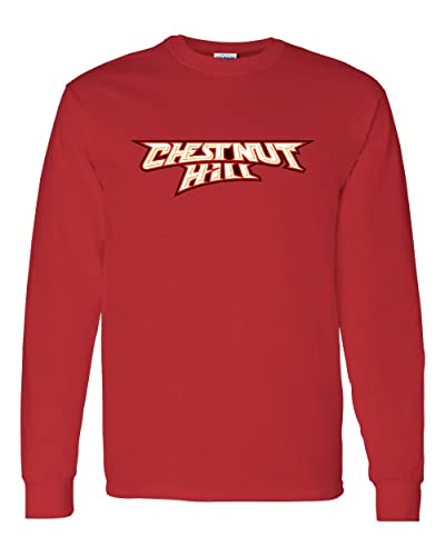 Chestnut Hill College Text Logo Long Sleeve Shirt - Red