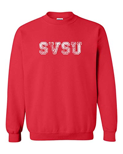 SVSU Block Distressed Crewneck Sweatshirt - Red