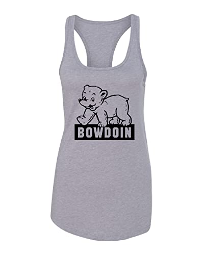 Bowdoin College Classic Polar Bear Ladies Tank Top - Heather Grey