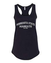 Load image into Gallery viewer, Minnesota State Mankato Est 1868 Ladies Racer Tank Top - Black
