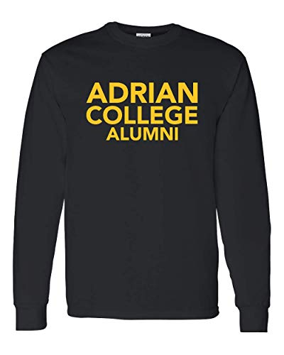 Adrian College Alumni Stacked 1Color Gold Long Sleeve Shirt - Black