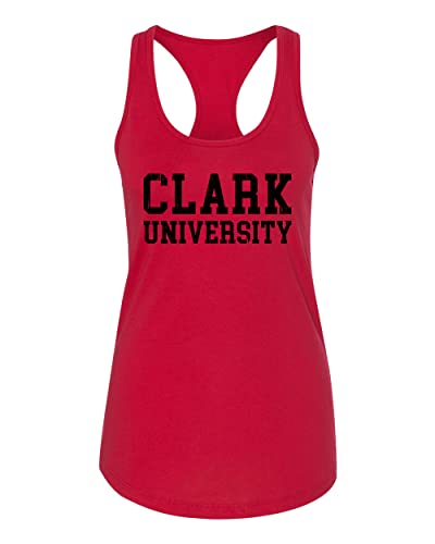 Clark University Block Letters Ladies Tank Top - Red