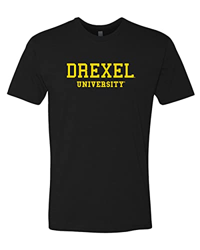 Drexel University Gold Text T-Shirt - Black