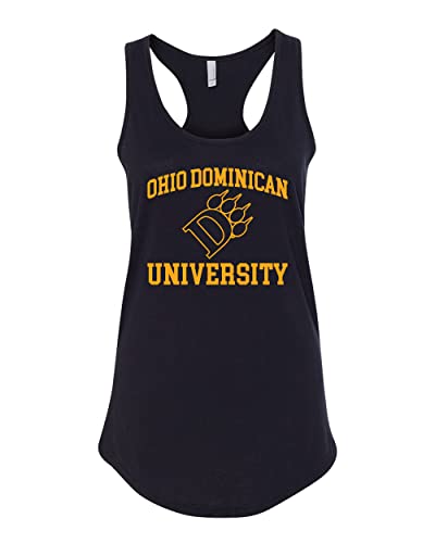 Ohio Dominican Stacked D Logo 1 Color Ladies Tank Top - Black