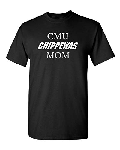 CMU White Text Chippewas MOM T-Shirt | Central Michigan University Parent Apparel Mens/Womens T-Shirt - Black