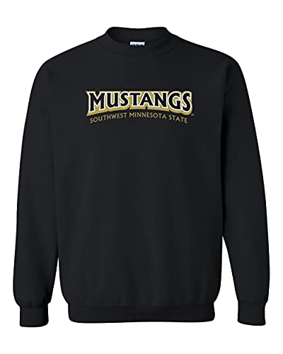 Southwest Minnesota State Mustangs Logo Crewneck Sweatshirt - Black