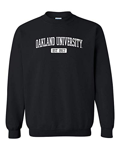 Oakland University EST One Color Crewneck Sweatshirt - Black