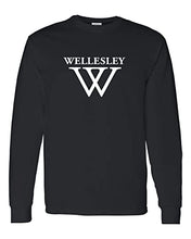 Load image into Gallery viewer, Wellesley College W Long Sleeve Shirt - Black
