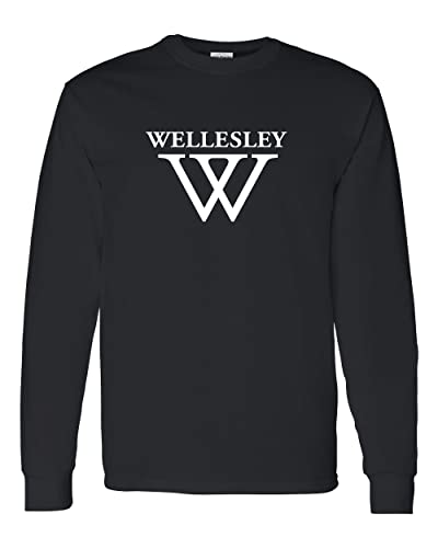 Wellesley College W Long Sleeve Shirt - Black