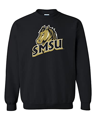 Southwest Minnesota SMSU Logo Full Color Crewneck Sweatshirt - Black