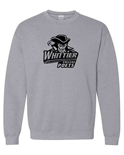 Whittier College Poets 1 Color Crewneck Sweatshirt - Sport Grey