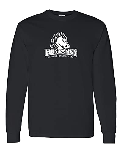 Southwest Minnesota State University Logo One Color Long Sleeve Shirt - Black