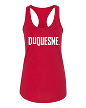 Load image into Gallery viewer, Vintage Duquesne Dukes Ladies Racer Tank Top - Red
