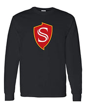 Load image into Gallery viewer, Stanislaus State Shield Long Sleeve T-Shirt - Black
