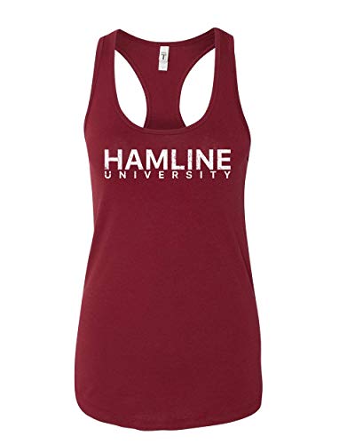 Hamline University Pipers Ladies Racer Tank Top - Cardinal