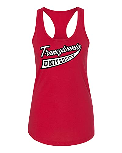 Transylvania University Banner Two Color Ladies Tank Top - Red