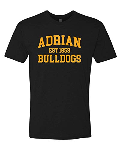 Adrian College Bulldogs 1 Color Gold Established 1859 T-Shirt - Black
