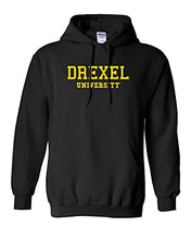 Load image into Gallery viewer, Drexel University Gold Text Hooded Sweatshirt - Black
