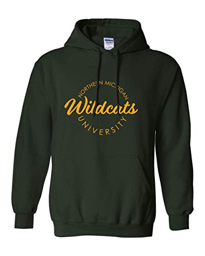 Northern Michigan University Circular 1 Color Hooded Sweatshirt - Forest Green