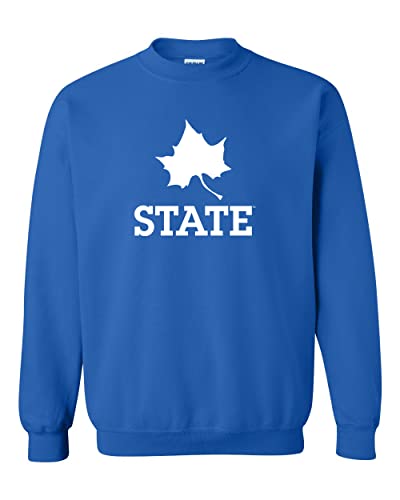 Indiana State White Leaf Crewneck Sweatshirt - Royal