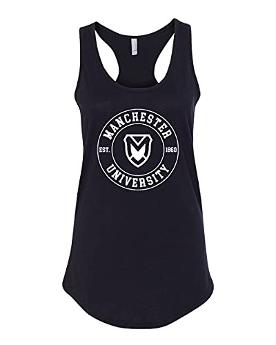 Manchester University Circle One Color Ladies Tank Top - Black