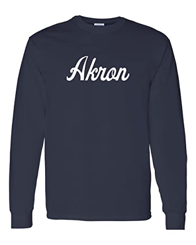 University of Akron Script Long Sleeve T-Shirt - Navy